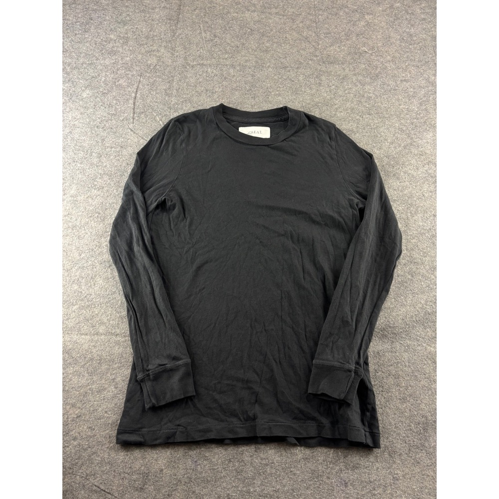 The Great Black Long Sleeve Cotton Crewneck Tee Shirt Size 0 Made in USA